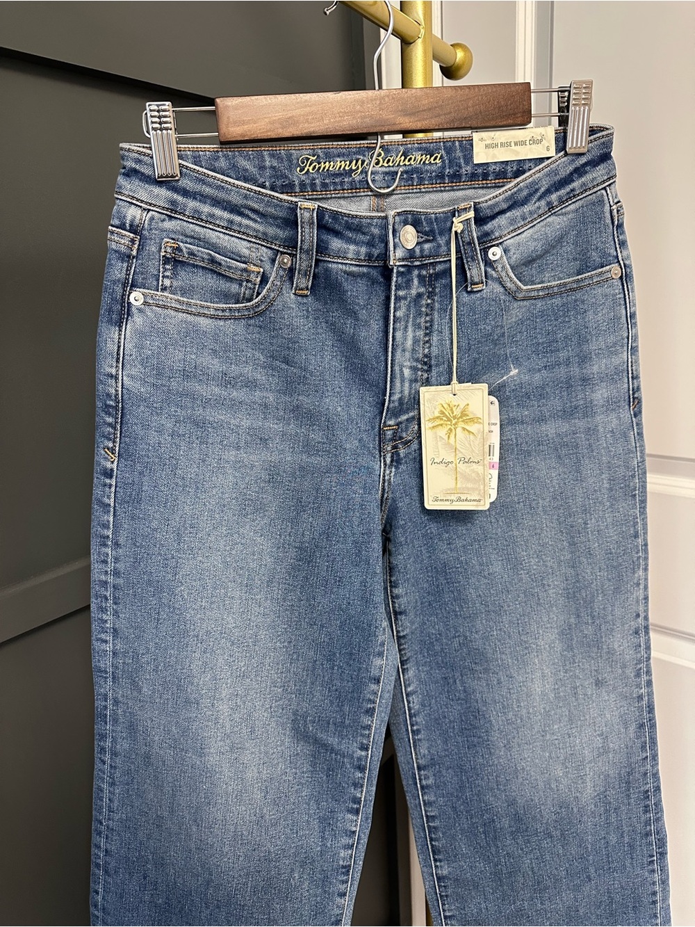 NWT Tommy Bahama Indigo Palm High-Rise Wide Crop Jeans Size 6 - Picture 8 of 8